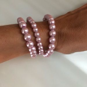 🌸Pearl violet color set of 3 bracelets ! NWT